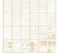 Xiciki 24 Pcs Letter Stencils Set, Reusable Alphabet and Number Stencils for Crafts, Painting Scrapbooking Bullet Journal Stencil Wood Signs Wall Artand DIY Projects