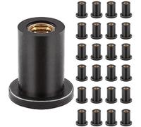 Xiciki 25 Pcs M5 Rubber Well Nuts, Black, Brass & Rubber, M5 Thread, Motorcycle Windshield Nut