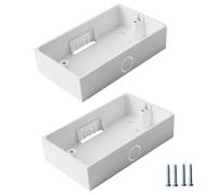 Xiciki 2Pcs Double Socket Back Box, Surface Mount Back Box Pattress, Wall Socket Box, 147 * 86 * 35mm Durable Electrical & Network Faceplate Mounting Solution with 4Pcs Screws