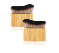 Xiciki 2Pcs Tanning Brush, Ultra Soft Synthetic Bristles, Natural Bamboo Handle, Fake Tan Brush for Face and Body Makeup, Large Tanning Brush for Body, Easy to Carry.