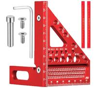 Xiciki 3D Carpenter Square, Speed Square, 22.5-90°Multi-Angle Carpenters Square, Aluminum Alloy 8mm, Measuring Tool With 2 Pencils, Multifunctional Woodworking Tools Set for Woodworking Engineers