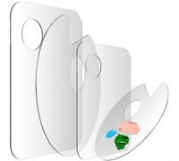 Xiciki 4PCS Clear Acrylic Paint Palette, Wet Palette with Thumb Hole, Watercolour Palette, Mixing Pallet Set, Oval and Rectangular for Oil, Acrylic, Watercolour Painting