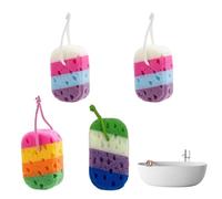 Xiciki 4Pcs Exfoliating Bath Sponges for Shower, Exfoliating Sponge, Soft Body Scrub Sponges for Gentle Cleansing and Massage, for Men Women and Kids