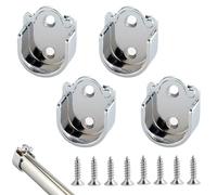 Xiciki 4Pcs Wardrobe Rail Bracket, Wardrobe Closet Rod Bracket, 19mm Diameter Closet Rod Holder, U Shaped Zinc Alloy Shower Curtain Rod Pole End Supports Flange Holder for Bathroom & Wardrobe