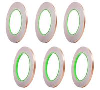 Xiciki 6 Rolls Copper Tape Slug Repellent, 3mm & 5mm x 25m Copper Foil Tape, with Conductive Adhesive Copper Tape, for Stained Glass, Guitar EMI Shielding, Electrical Repair and DIY Crafts