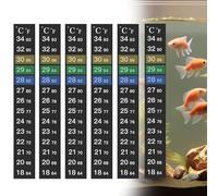 Xiciki 6Pcs Aquarium Temperature Meter Sticker Fish Tank Thermometer Tropical Stick-on Strip 18-34°C for Turtle Tank, Tropical Fish, Reptile, Home Brew Fermentation, Tank and Other Glass