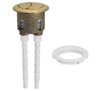 Xiciki Brushed Brass Toilet Flush Button, Universal Gold Dual Flush Push Button for 38mm Cistern Hole, Fits Toilet Dual Flush System, Adjustable Spindle, for Bathroom