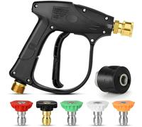 Xiciki High Pressure Washer Gun 4000PSI with 5 Nozzle Tips M22-14 Hose Connector & 1/4" Quick Connect Compatible with Karcher for Car Washing Patio Cleaning