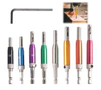 Xiciki Self Centering Drill Bit Set, 8-Piece Hinge Drill Bit Set with 1/4" Hex Shank, HSS Self Centring Drill Bits for Wood, Self Centering Hinge Drill Bits 5/64" to 1/4"