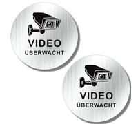 Xiciki Video Surveillance Sign 10 x 10 cm Aluminium Self-Adhesive for Private Property, Business and Public Areas Pack of 2
