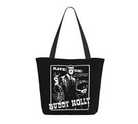 XICPYOADK Buddy Singer Holly Women’s Shopping Bag - Reusable Tote Bag, Music Icon Print, Large Capacity Shoulder Bag, Eco Friendly Grocery Bag, Gift For Fans