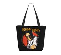 XICPYOADK Holly Singer Buddy Women’s Shopping Bag - Reusable Tote Bag, Music Icon Print, Large Capacity Shoulder Bag, Eco Friendly Grocery Bag, Gift For Fans