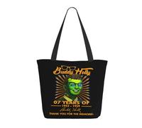 XICPYOADK Holly Singer Buddy Women’s Shopping Bag - Reusable Tote Bag, Music Icon Print, Large Capacity Shoulder Bag, Eco Friendly Grocery Bag, Gift For Fans