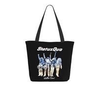 XICPYOADK Status Rock Band Quo Ladies Tote Bag - Reusable Shopping Bag For Women - Large Capacity Shoulder Shopper - Eco-Friendly Canvas Handbag - Gift For Rock Music Fans