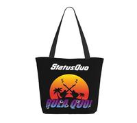 XICPYOADK Status Rock Band Quo Ladies Tote Bag - Reusable Shopping Bag For Women - Large Capacity Shoulder Shopper - Eco-Friendly Canvas Handbag - Gift For Rock Music Fans