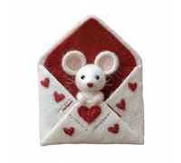 Xidase eprowe Felt Mouse Wool Figurine Ornament Sculpture Collectible With Soft Touch Hand Crafted Details Lifelike Suitable for romantic gifts wedding keepsakes, E