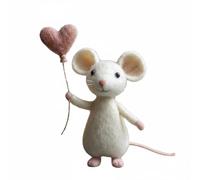 Xidase eprowe Felt Mouse Wool Figurine Ornament Sculpture Collectible With Soft Touch Hand Crafted Details Lifelike Suitable for romantic gifts wedding keepsakes, C