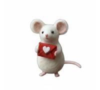 Xidase eprowe Felt Mouse Wool Figurine Ornament Sculpture Collectible With Soft Touch Hand Crafted Details Lifelike Suitable for romantic gifts wedding keepsakes, I
