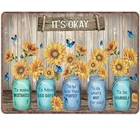 Xiddxu Aluminum Sign Wall Sign Butterfly and Sunflowers tin Sign It's Okay to Make Mistakes Poster Flowers Mason Jar Motivational tin Sign Wall Art Rustic Farmhouse Vintage Wall Home Decor 5.5x8 Inch