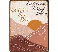 Xiddxu Aluminum Sign Wall Sign Listen to The Wind Blow Watch The Sun Rise tin Sign, Lyric Song Art, Music Lover, Sun Rise Lover tin Sign,tin Sign,Retro Style, Wall Art Decoration,5.5x8 Inch