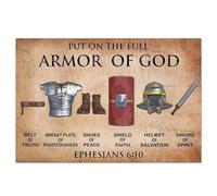 Xiddxu Armor of God Poster, Warrior of God, Victorious Christian Living Quotes, Jesus Poster Tin Sign, Wall Decor, Metal Sign, Home Bar, Garage Tin Sign 8x12 inch