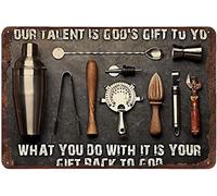 Xiddxu Bartender Your Talent is God’S Gift to You What You Do with It is Your Gift Back to God Plaque Sign Tin Sign Vintage Metal Sign Wall Decoration Home Bar Garage Man Cave Art Sign 5.5x8 Inch