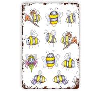 Xiddxu Busy bee, Bubble bee, bee Knee, bee 8x12 inch Metal tin Sign Metal tin Sign Metal Plaque Metal Aluminum tin Sign