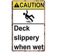 Xiddxu Caution Deck Slippery When Wet,Warning Traffic Safety Notice Road Street 8x12 inch Metal Tin Sign