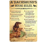Xiddxu Dachshund Dog Rules Retro Tin Sign Metal Tin Sign for Home Cafe Bar Hotel Bathroom Banner Wall Decor Living Room Idea Gifts for Friends 8x12 Inch