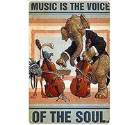 Xiddxu Elephant Cello Music is The Voice of The Soul Poster Gift for Men Women Animal Tin Sign Tin Sign Bathroom Wall Decor Poster Tin Sign Home 8x12 inch