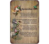 Xiddxu Hummingbird Remember Me Metal Tin Sign Iron Painting Plaque Vintage Novelty Funny Parlor Home Restaurant Kitchen Celebration Farm Courtyard Wall Decor 8x12 Inch