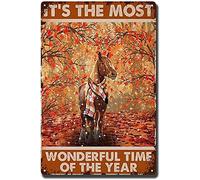 Xiddxu It's The Most Wonderful Time of The Year Horse Retro Tin Sign Metal Sign Vintage Plaque Metal Tin Sign Metal Poster Wall Decor for Living Room Home Kitchen Garage Bar Pub Gift 8x12 Inch