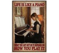 Xiddxu Life is Like A Piano Metal Tin Sign Vintage Wall Tin Sign Plaque Poster for Man Cave Garage Club Cafe Pub Restaurant 5.5x8 Inches
