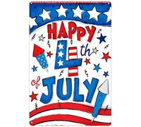 Xiddxu Memorial Day Happy Freedom July 4th Independence Day Fireworks Creative Tin Sign Vintage Wall Decor Home Door Garden Bar Restaurant Cafe Office Shop Bar Club Sign 12x16 inch
