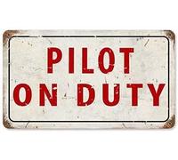 Xiddxu Metal Plaque Vintage tin Sign Pilot on Duty Aircraft Flight aviationVintage Metal Tin Sign Vintage Aluminum Sign Home Coffee Wall Decor 5.5x8 inch