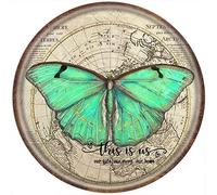 Xiddxu Metal Round Tin Sign Butterfly World Map Retro Art Wall Decor Antique Tin Sign Vintage Advertising Metal Tin Sign Farmhouse Coffee Shop Street Garden Garage Door Shop Metal Signs 12x12 Inch
