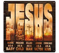 Xiddxu Metal Square Tin Sign Jesus Poster Jesus Born As A Baby Coming Back As A King Metal Tin Sign Wall Decor Funny Fashion Garage Tin Sign Wall Plaque Poster For Home Decor Barrestaurants 12x12 Inch