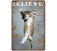 Xiddxu Metal Tin Retro Sign Believe Cat Hang in There Tin Sign,Home Living Decor,Poster,Vintage Wall Decor,Novelty Signs for Home Kitchen Cafe Bar Man Cave,Vintage Wall Home Decor 8x12 Inch