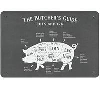 Xiddxu Metal Tin Retro Sign Butcher Cuts Print, Butcher Guide-Pork Cuts Poster，Home Decor Wall Art，Funny Signs for Store/Kitchen/Restaurant，Vintage Wall Home Decor 5.5x8 Inch