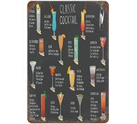 Xiddxu Metal Tin Retro Sign Classic Cocktails Drink Recipe Sign, Classic Cocktail Art,Cocktail How to, ,Wall Decoration Plaques,Vintage Wall Home Decor 5.5x8 Inch