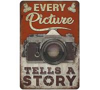 Xiddxu Metal Tin Retro Sign Every Picture Tells A Story Vintage Camera Tin Sign,Vintage Wall Decor，Novelty Signs for Home Kitchen Cafe Bar Man Cave，Vintage Wall Home Decor 5.5x8 Inch