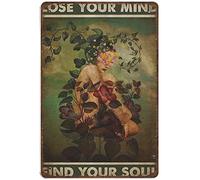 Xiddxu Metal Tin Retro Sign Girl Flowers Lose Your Mind Find Your Soul Tin Sign, Flower Tin Sign, Flower Lover,Wall Decoration Plaques,Vintage Wall Home Decor 5.5x8 Inch
