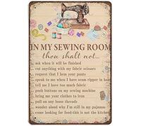 Xiddxu Metal Tin Retro Sign in My Sewing Room Thou Shalt Not Tin Sign, Sewing Poster, Gift for Sewing Lovers,Vintage Wall Decor，Vintage Wall Home Decor 8x12 Inch