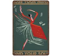 Xiddxu Metal Tin Retro Sign Lose Your Mind Find Your Soul Dancing and Books, Girl Loved Books Tin Sign, Love Reading Tin Sign,Wall Decoration Plaques,Vintage Wall Home Decor 5.5x8 Inch