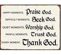 Xiddxu Metal Tin Sign Moments with God Christian Inspirational 6x8inch Decor Aluminum Sign Wall Sign