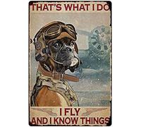 Xiddxu Metal Tin Sign Retro Wall Decor Dog -That's What I Do I Fly and I Know Things,Metal Poster Plaques for Home Living Room Kitchen Cafe Bar Wall Decor Tin Sign Metal Signs Vintage 8x12 Inch