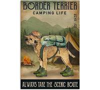 Xiddxu Metal Tin Sign Retro Wall Decor Scenic Route Border Terrier 8x12 Inch