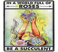 Xiddxu Metal Vintage Tin Sign Decor in A World Full of Roses Be A Succulent Gardening Poster Old Fashion Aluminum Sign for Home Coffee Dining Room Wall Decor 12x12 Inch