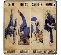Xiddxu Metal Vintage Tin Sign Decor Judo Calm but Alert Poster Old Fashion Aluminum Sign for Home Coffee Dining Room Wall Decor 12x12 Inch
