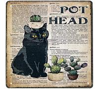 Xiddxu Metal Vintage Tin Sign Decor Pot Head Cactus Woman Vertical Poster Old Fashion Aluminum Sign for Home Coffee Dining Room Wall Decor 12x12 Inch